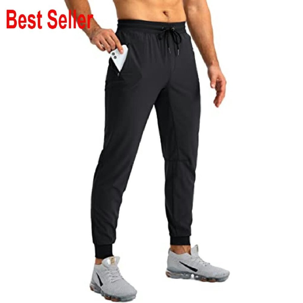 Lightweight Jogger Pants Athletic Fit Tapered Cuffs Zipper Pockets Summer